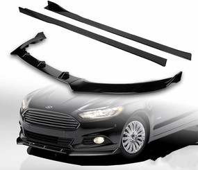 9pcs Combo Front Bumper Body Kit Lip   Side Skirt Extensions Diffuser Compatible with 2013-2016 Ford Fusion/Mondeo 2014 2015 (Painted Black)