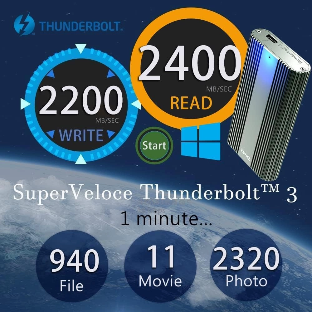 [Intel Certified 2TB Thunderbolt 3 External Portable SSD, Bus Powered, Read up to 2800MB/s, Write up to 2300MB/s, (Compatible with Thunderbolt 4 and USB 4 Devices) (2TB)