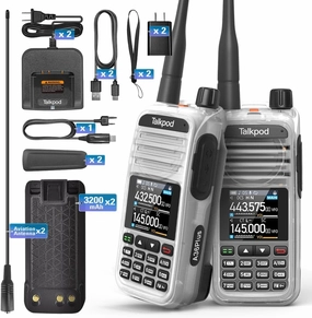 A36Plus Max Ham Radio Handheld, Airband Receiving and Scanning, Dual Band Long Range Two Way Radios with 3200mAh Rechargeable Battery, 1.44 inch Color Screen-2Pack (Crystal)