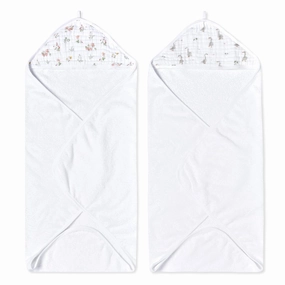 aden   anais Essentials Hooded Baby Bath Towel, Super Soft 100% Cotton, 2 Pack, Country Floral