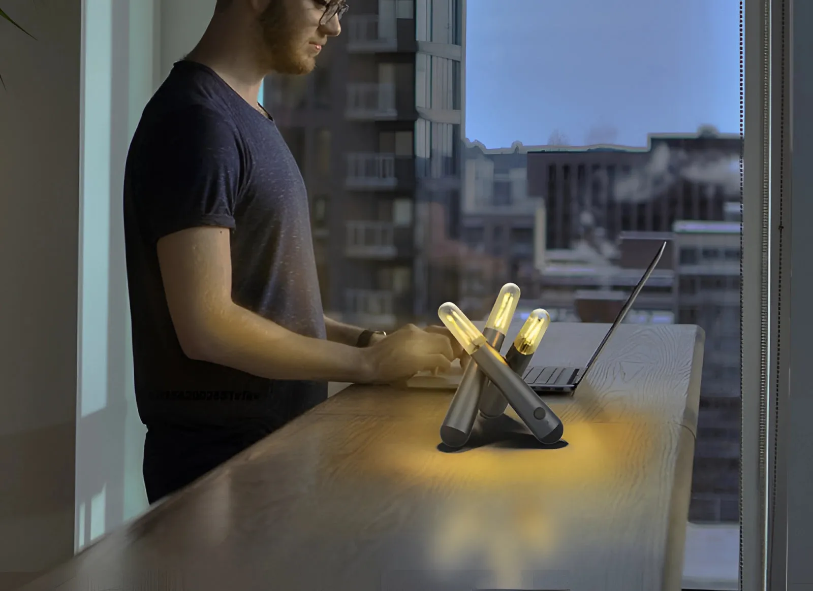 Adjustable Brightness LED Table Lamp - Rechargeable, Modern Design