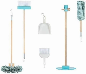 Adora Play Musical Cleaning Set with Broom, Duster, Dustpan, Small Broom/Brush, Sweeper, Two Removable Microfiber Accessories and Stand, Birthday Gift for Ages 3 