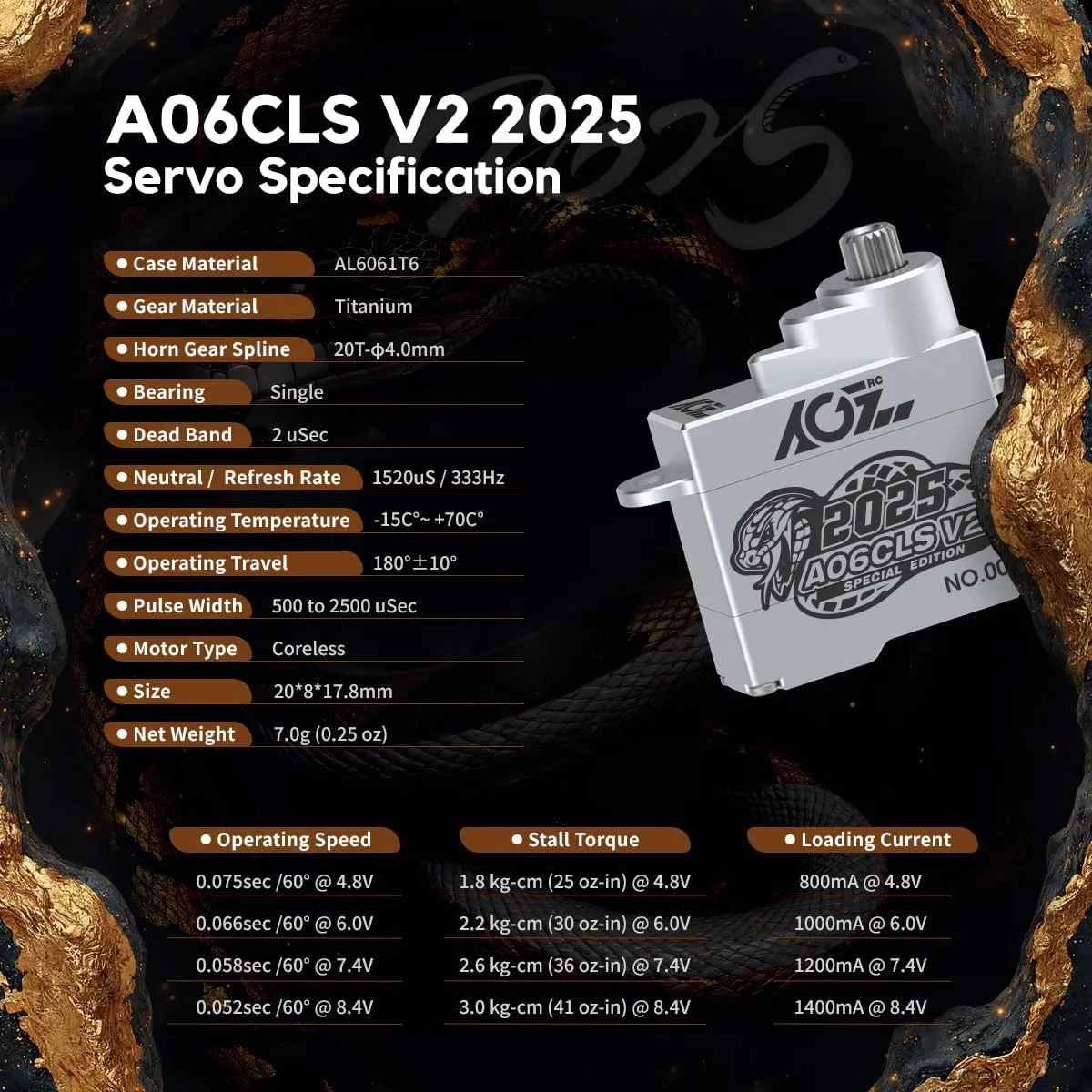 AGFRC 3.0kg Micro RC-Steering Servo-Motor - 0.052Sec High Speed HV Full Metal Gear Digital Coreless Servo for Mini-Z Cars, Small Airplanes (A06CLS V2 2025 Special Edition)