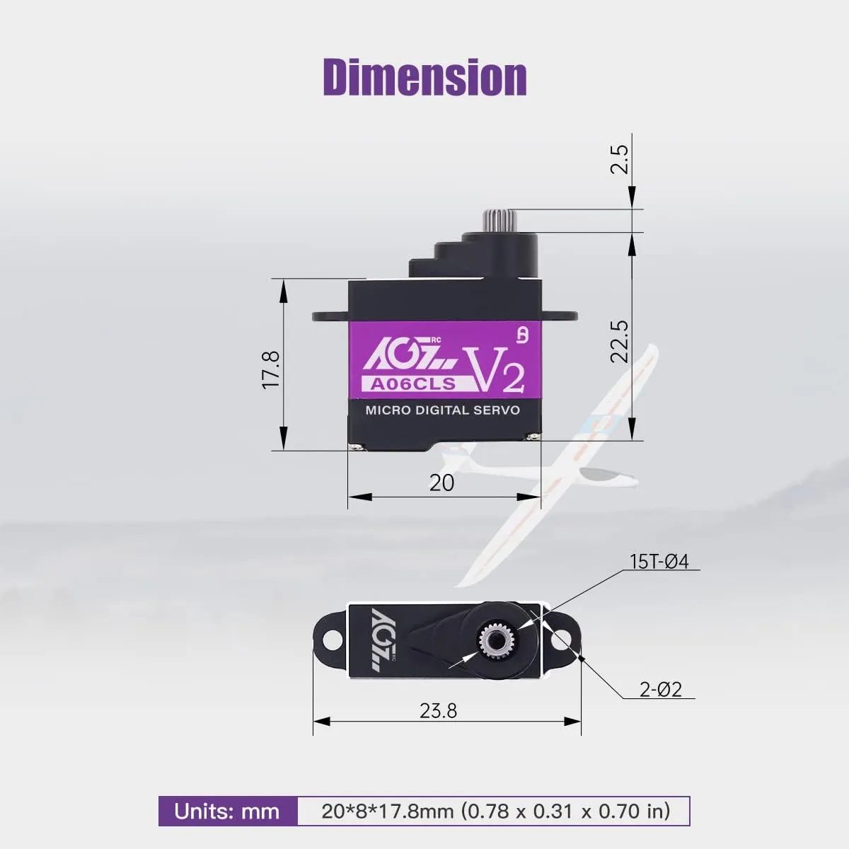 AGFRC Mini-Z-Car Micro Steering Servo - 6g High Speed Full Metal Gear Mini Digital Coreless Servo for Mini Z Car (A06CLS V2(Purple))