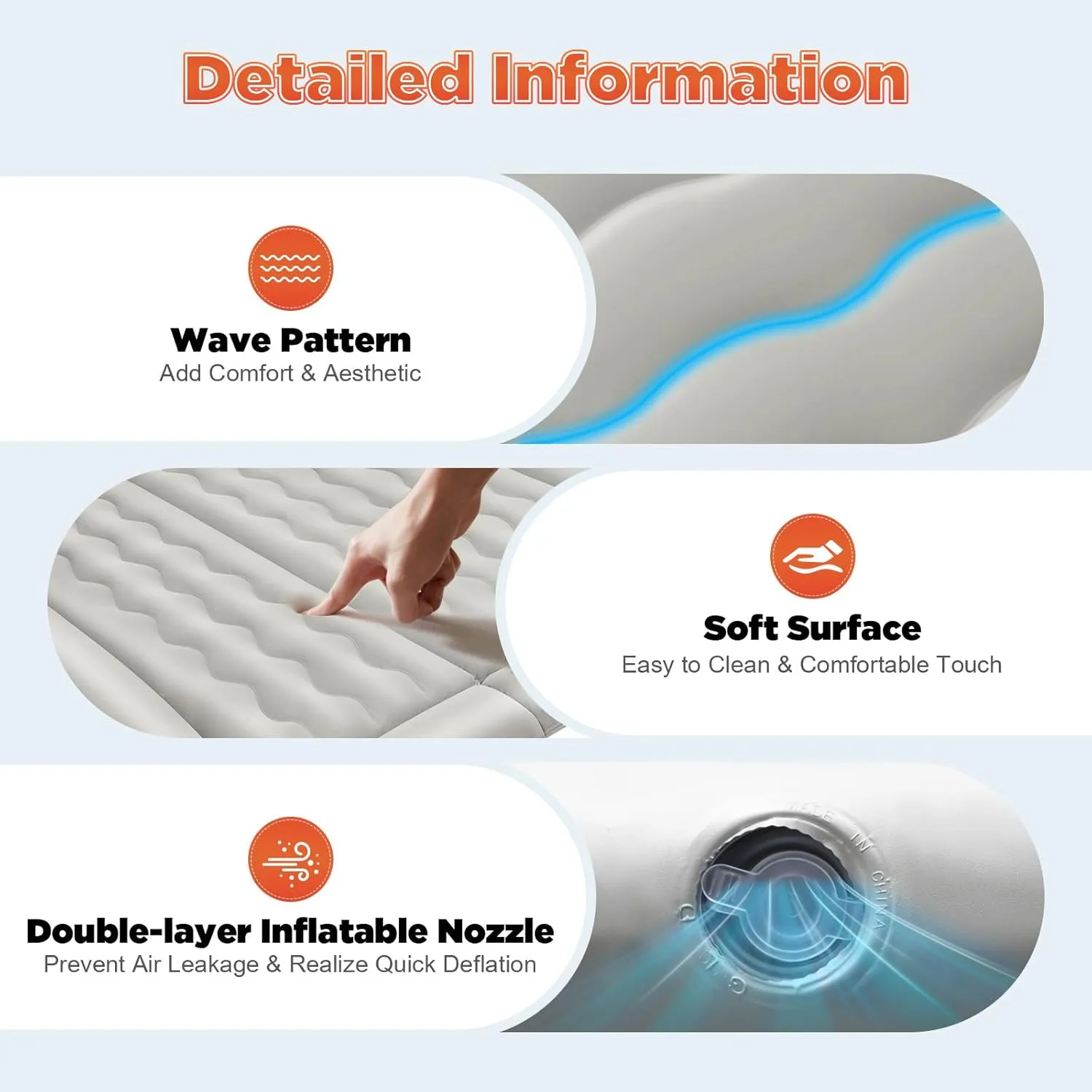 Air Mattress Inflatable Car Air Mattress Flocking Travel Camping Bed with 2 Pillows SUV Truck Car Camping Mattress for Back Seat Car Bed Sleeping Pad for Home Car Travel Camping (Grey)