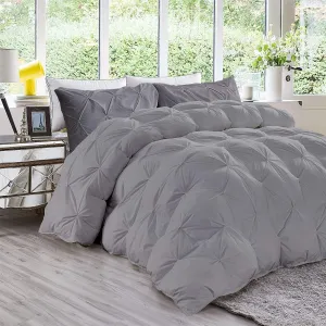 All-Season 500 GSM Goose Down 1 Piece Quiled Pinch Pleated Palatial King 120 x98 Comforter Set Egyptian Cotton Duvet Insert Palatial King 120 x98 Light Grey