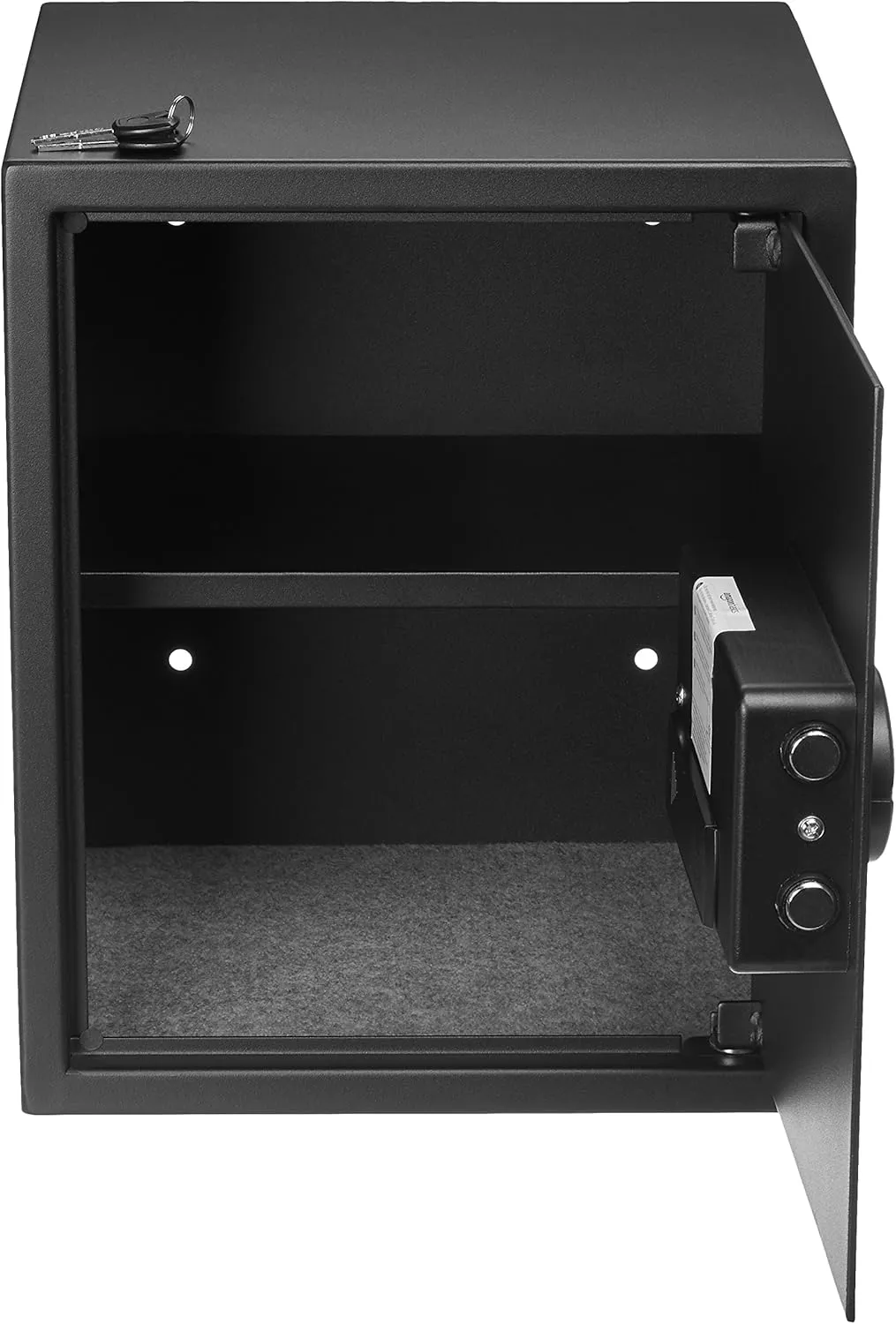 Amazon Basics Steel Home Security Safe with Programmable Electronic Combination Lock for Documents, Jewelry, Valuables, 1.52 Cubic Feet, Black, 13.8"W x 13"D x 16.5"H