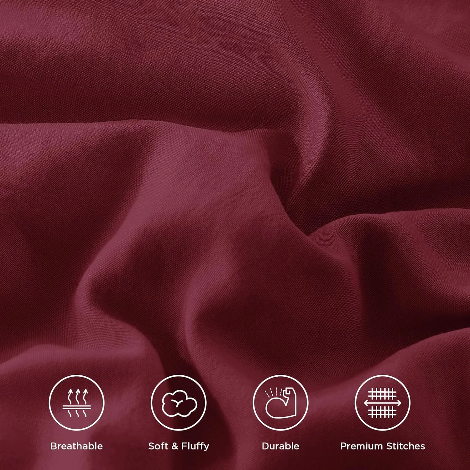 Andency Burgundy Twin Size Comforter Set(66x90Inch), 2 Pieces(1 Ruffle Comforter and 1 Pillowcase) Lightweight Fluffy Bedding Comforter Sets for Kids, All Season Soft Microfiber Bedding Set