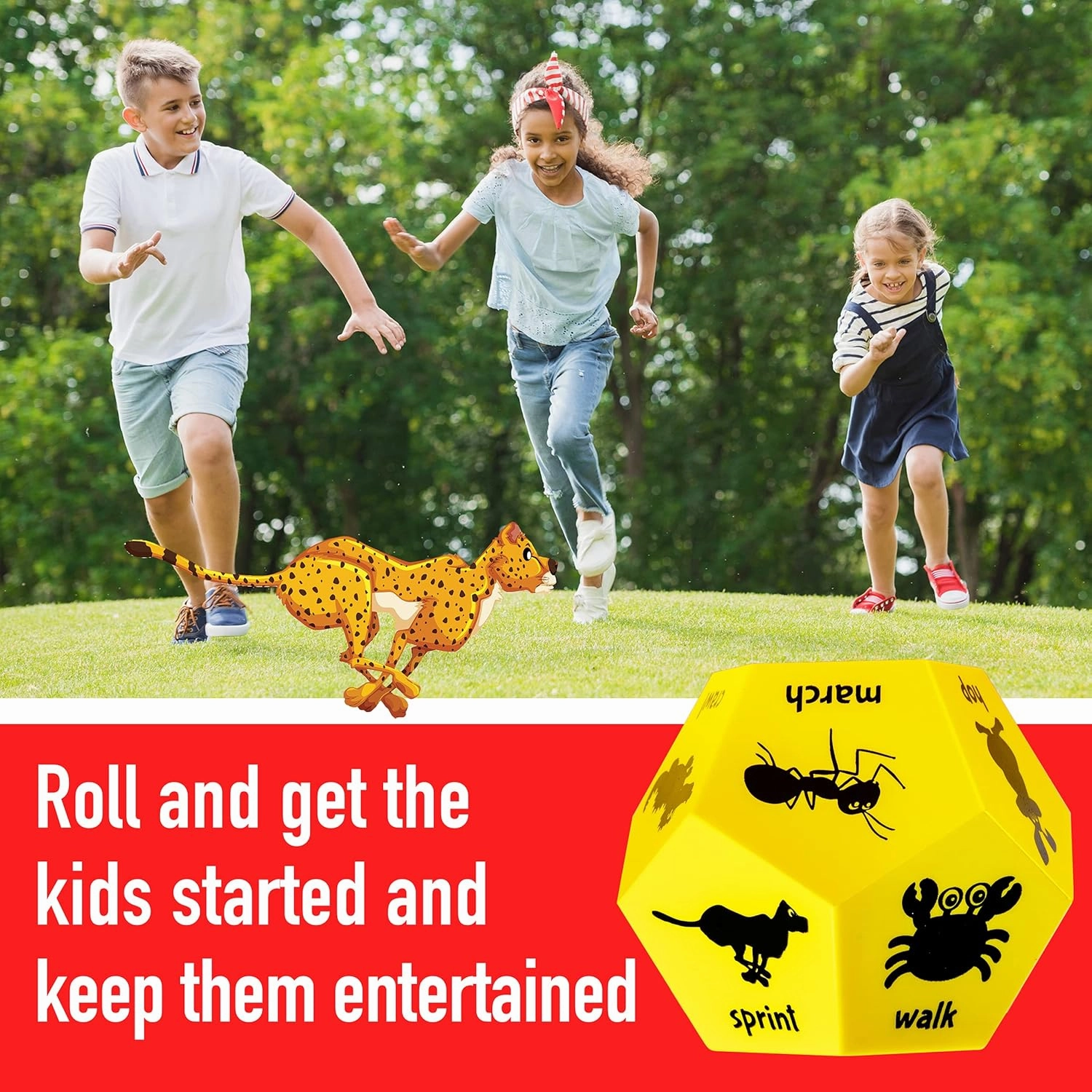 Animal Dice Game - Gross Motor Toys for Toddlers 3-5, Outdoor and Indoor Activities for Kids, Pre School Games, Recess Toys for Elementary Outside