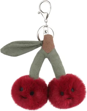 Apricot Lamb Cherry Cute Keychain, Soft Stuffed Plush Keychain Toys for Kids' Backpack Purse, Red