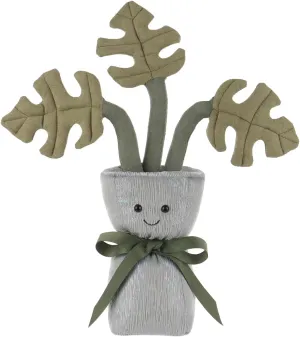 Apricot Lamb Monstera Vase Plush Stuffed Animals for Kids, Soft Cute Plush Toys for Baby Girl and Boy, Fluffy Monstera Vase Green 13 Inches