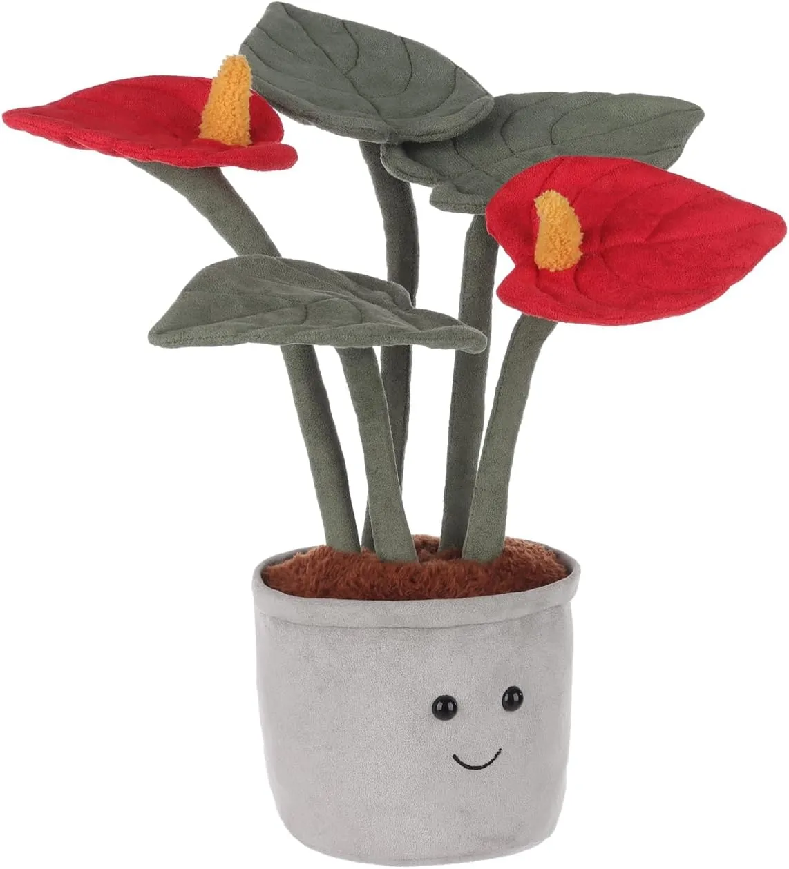 Apricot Lamb Potted Red Anthurium Plant Plush Stuffed Animals for Kids, Soft Cute Plush Toys for Baby Girl and Boy, Fluffy Potted Red Anthurium Plant Red 13.8 Inches