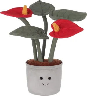 Apricot Lamb Potted Red Anthurium Plant Plush Stuffed Animals for Kids, Soft Cute Plush Toys for Baby Girl and Boy, Fluffy Potted Red Anthurium Plant Red 13.8 Inches