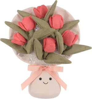 Apricot Lamb Tulips Bouquet Plush Stuffed Animals for Kids, Soft Cute Plush Toys for Baby Girl and Boy, Fluffy Tulips Bouquet Red 11.9 Inches