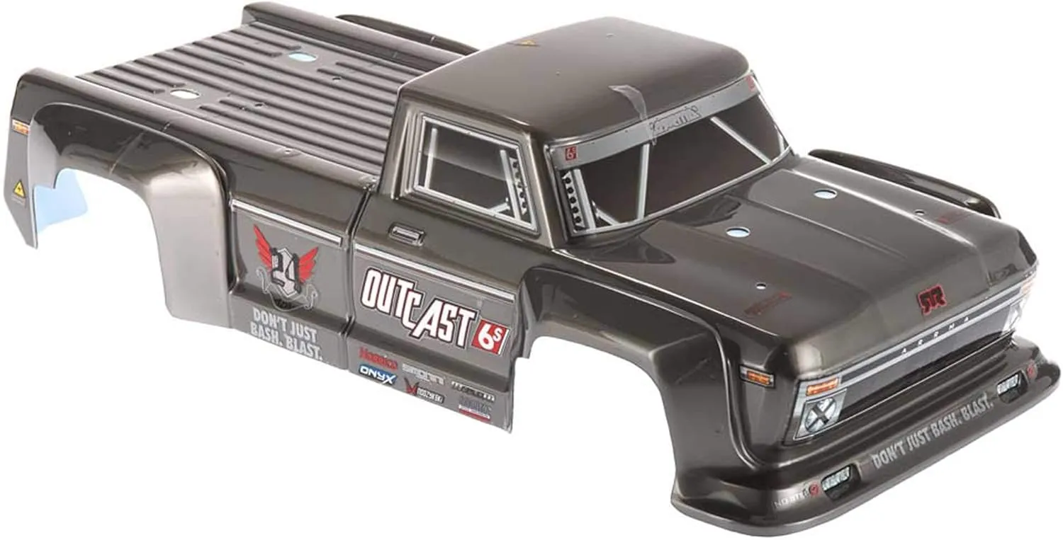 ARRMA 1/8 Painted Body, Black: Outcast, ARAC3313