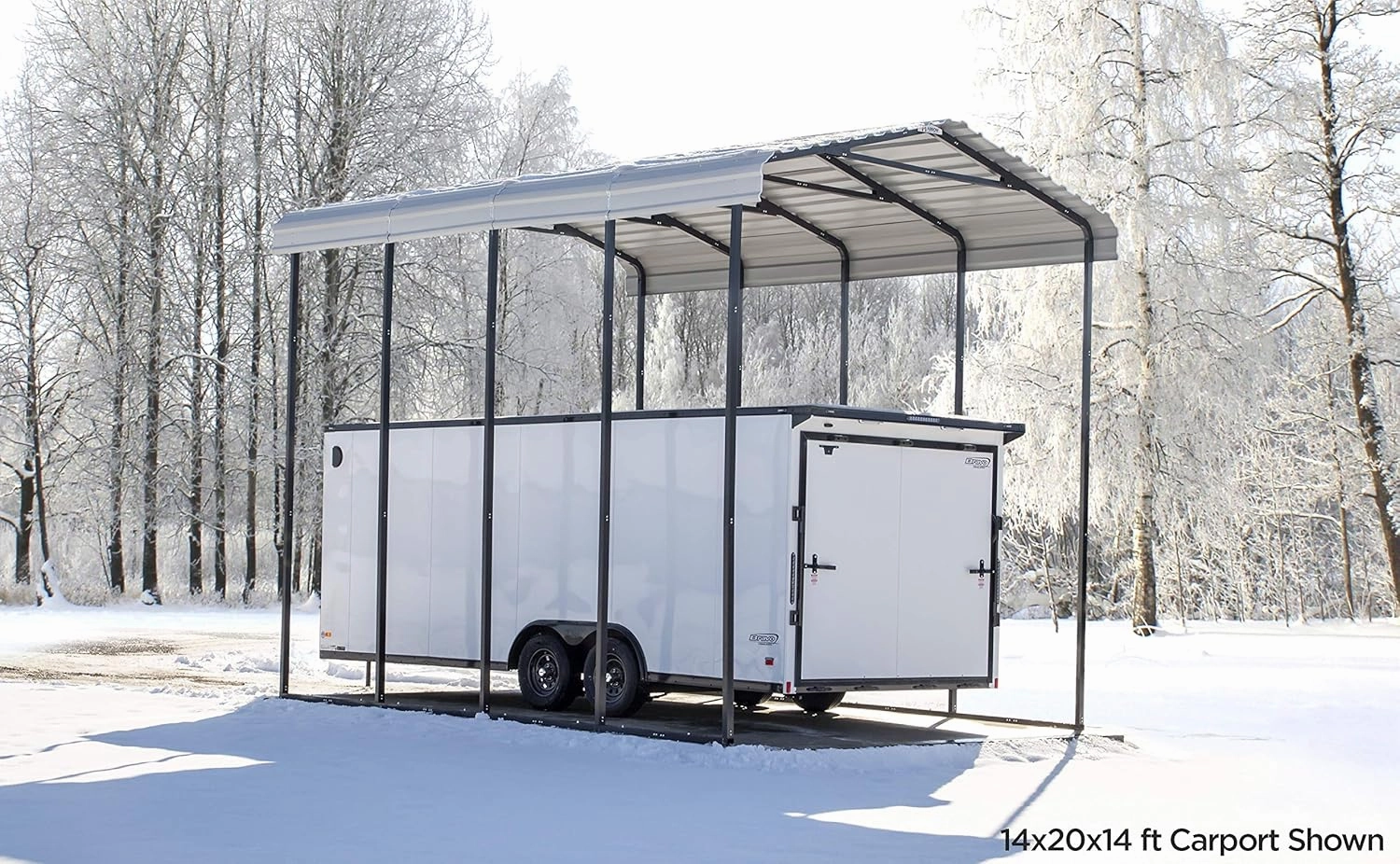 Arrow Carports Galvanized Steel Carport, RV Metal Carport Kit, 14' x 51' x 14', Charcoal