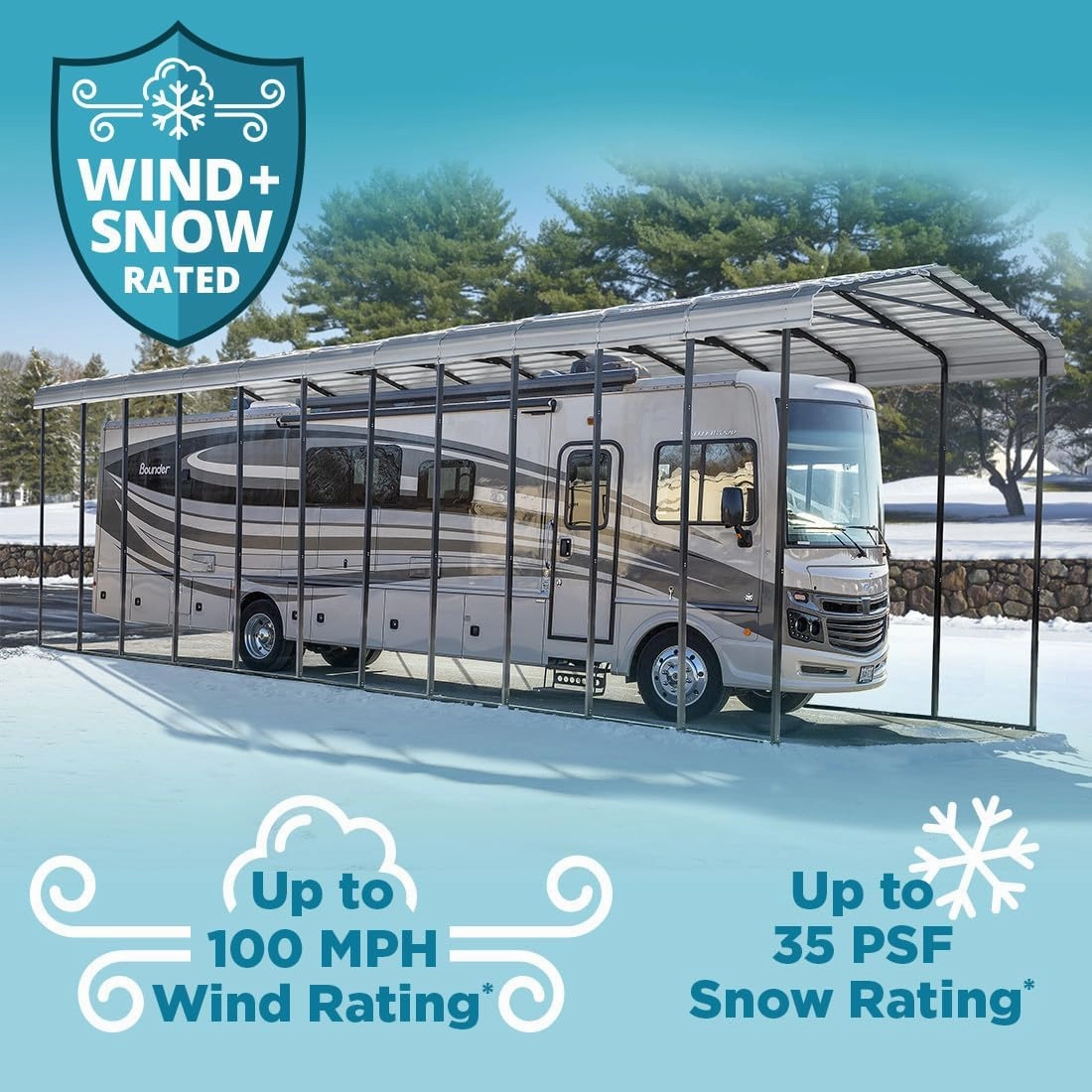 Arrow Carports Galvanized Steel Carport, RV Metal Carport Kit, 14' x 51' x 14', Charcoal