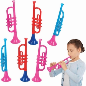 ArtCreativity 13" Plastic Trumpets – Set of 6 Colorful Kids Music Toys – Fun Noise Makers for Parties & Sports Events – Easy to Play & Great Gift for Toddlers, Boys & Girls