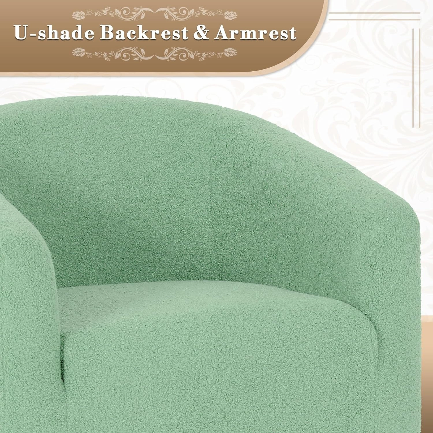 Athena Collection Accent Barrel Chair for Living Room, Soft Comfort Armchair for Bedroom, Modern Single Sofa Chair Comfy Chair for Reading Rest, Green