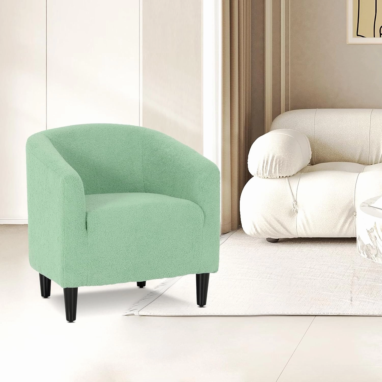 Athena Collection Accent Barrel Chair for Living Room, Soft Comfort Armchair for Bedroom, Modern Single Sofa Chair Comfy Chair for Reading Rest, Green
