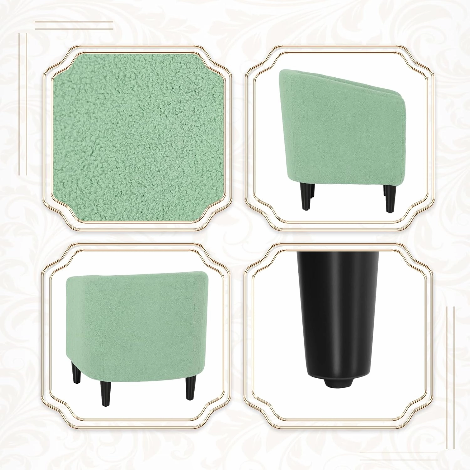 Athena Collection Accent Barrel Chair for Living Room, Soft Comfort Armchair for Bedroom, Modern Single Sofa Chair Comfy Chair for Reading Rest, Green