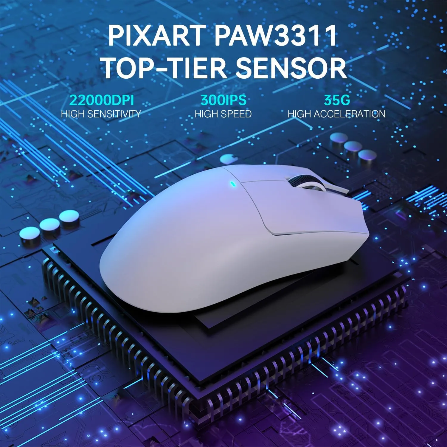 ATTACK SHARK X11 Lightweight Wireless Gaming Mouse with RGB Charging Dock,Tri-Mode-2.4G/USB-C Wired/BT,22K DPI,PAW3311 Optical Sensor,HUYU Switch, 5 programmable Buttons for PC/Mac(White)