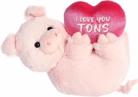 Aurora® Heartwarming Valentine I Love You Tons™ Stuffed Animal - Decorative Companion - Romantic Plush - Pig 11 Inches