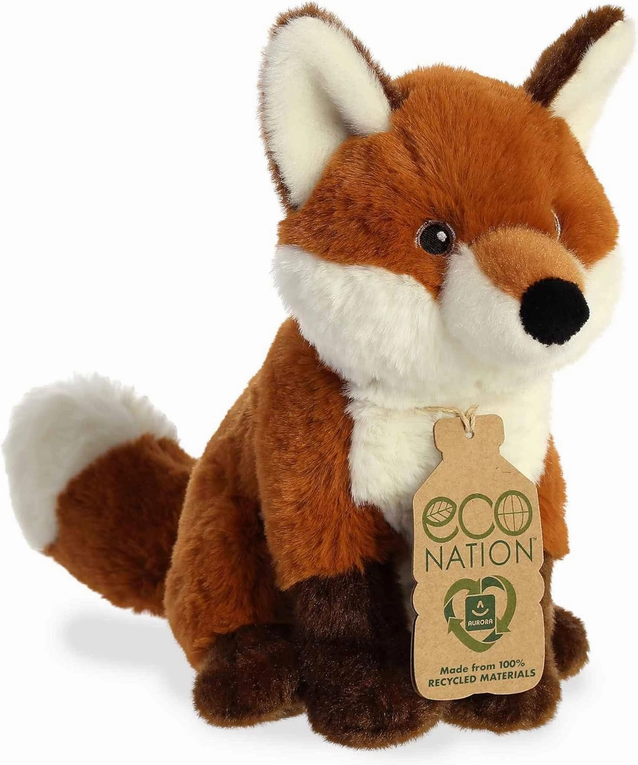 Aurora® Responsibly Made Eco Nation™ Fox Stuffed Animal - Ideal for Playtime Adventures - Perfect for Birthdays or Just Because - Red 9 Inches
