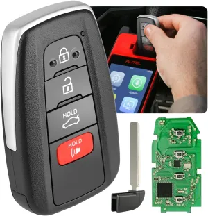 Autel MaxiIM IKEYTY8A4AL, 2025 Universal Blank Key, 4 Buttons OE-Quality Replacement for Toyota-Style Vehicles, Dual-Band, 130FT/40M Remote, Work w/Autel MaxiIM Scan Tool KM100 IM508 IM608