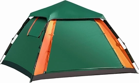 Automatic Hydraulic Camping Tent for 4 People PU Fabric Square Top Design with Vestibule Mesh Windows Skylight Easy Setup Portable