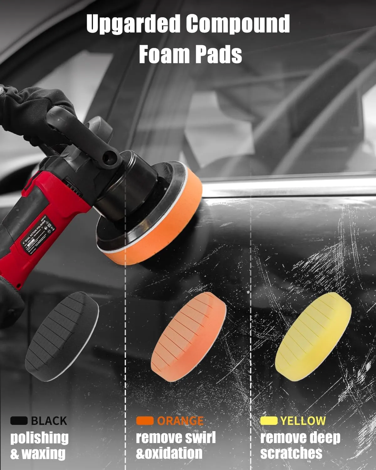 Avid Power Buffer Polisher, 6-inch Dual Action/DA Polisher for Car Detailing, Random Orbital Car Buffer Polisher Waxer Kit with Variable Speed & 3 Polishing Pads-Dark Red