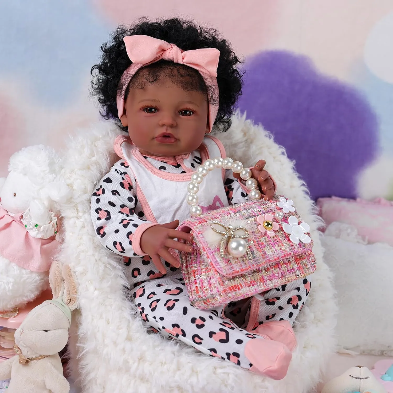BABESIDE Lifelike Reborn Black Girl- 20-Inch Realistic Newborn Real Life Baby Dolls with Clothes and Toy Gift for Kids Age 3  - Natalie