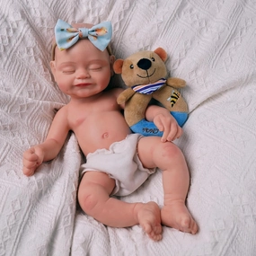 BABESIDE Silicone Reborn Baby Dolls -16 Inch (Weight 4 lb) Full Platinum Silicone Baby Doll Sleeping Full Baby Doll Cute Real Life Baby Dolls Girls for 3  Year Old