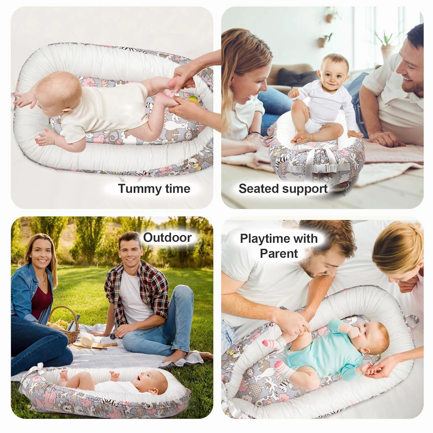Baby Lounger, Portable Newborn Lounger, Organic Cotton Infant Nest Cover, Adjustable Infant Lounger, Ultra Baby Gift, Baby Bed in Room