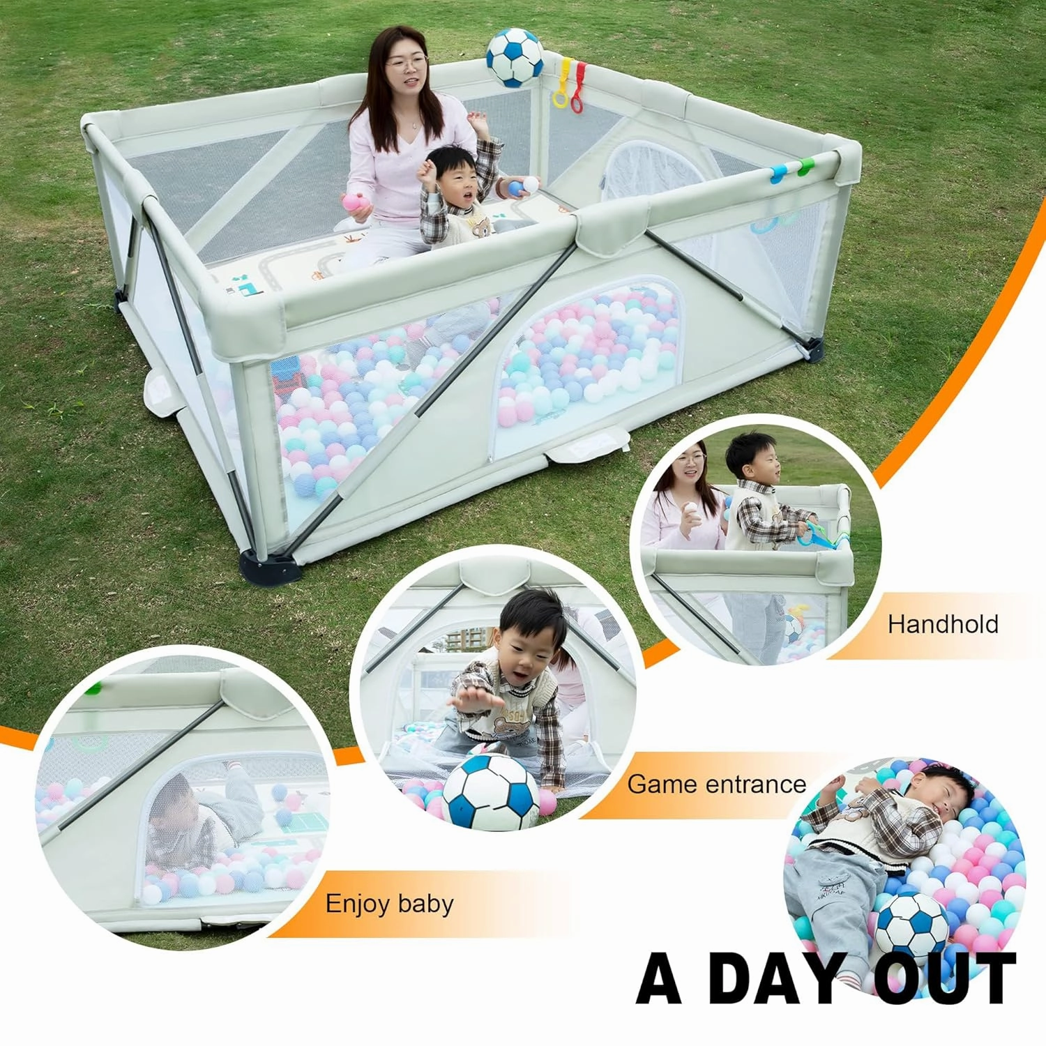 Baby Playpen Foldable, Large Play Yard,Playpen for Babies and Toddlers, Play Pens for Babies and Toddlers with Gate, Indoor & Outdoor Portable Play Pen