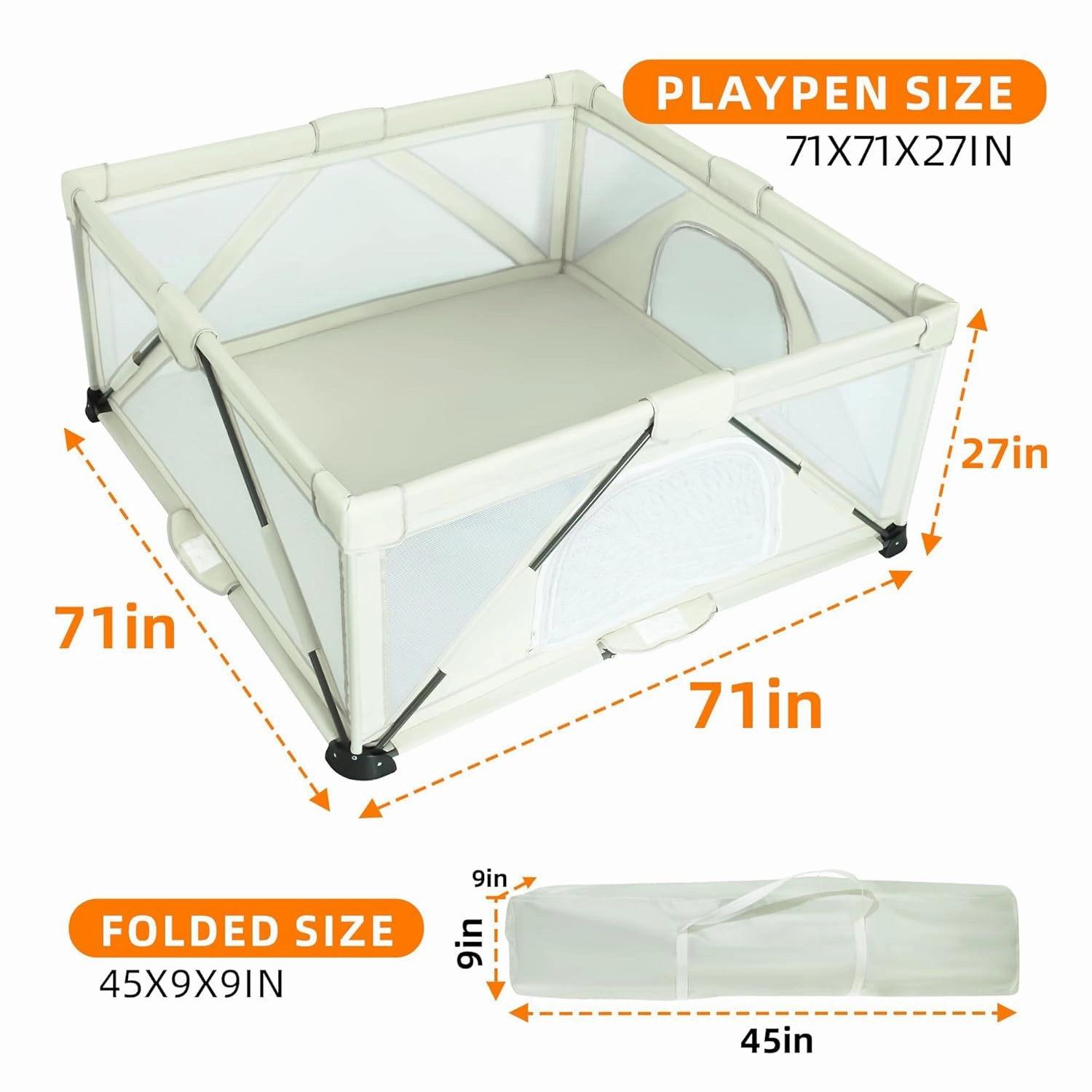 Baby Playpen Foldable, Large Play Yard,Playpen for Babies and Toddlers, Play Pens for Babies and Toddlers with Gate, Indoor & Outdoor Portable Play Pen