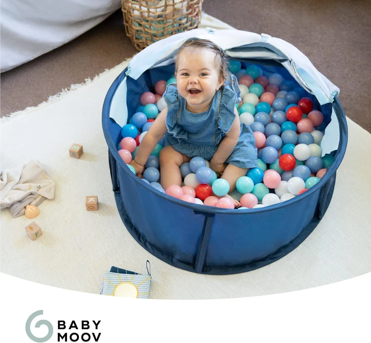 Babymoov Babyni Playpen, Activity Gym & Napper with Pop-Up System and UPF 50  Protection - Navy