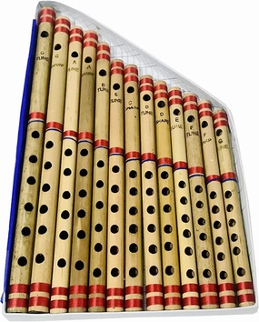 Bamboo Bansuri Flute for beginners Set multiple Key Tune 7 Holes Fipple Woodwind Clarinet Bamboo Quena Flute Indian Musical Instrument Krishna Flute Birthday Gift Mens Women Kids set of 13