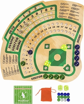 Baseball Board Game,Baseball Dice Board Game,Solid Wood,12 Colourful Beads and Dice,Manual Included,Portable,Perfect for Home Party,Family Night and Road Trip (Sector)
