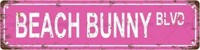 BEACH BUNNY BLVD Vintage Metal Tin Sign, Street Sign, Home Decor, Room Decor, Wall Decor, Bathroom Decor, Bar Decor, Cafe Decor, Garage Decor, 16 x 4 Inch
