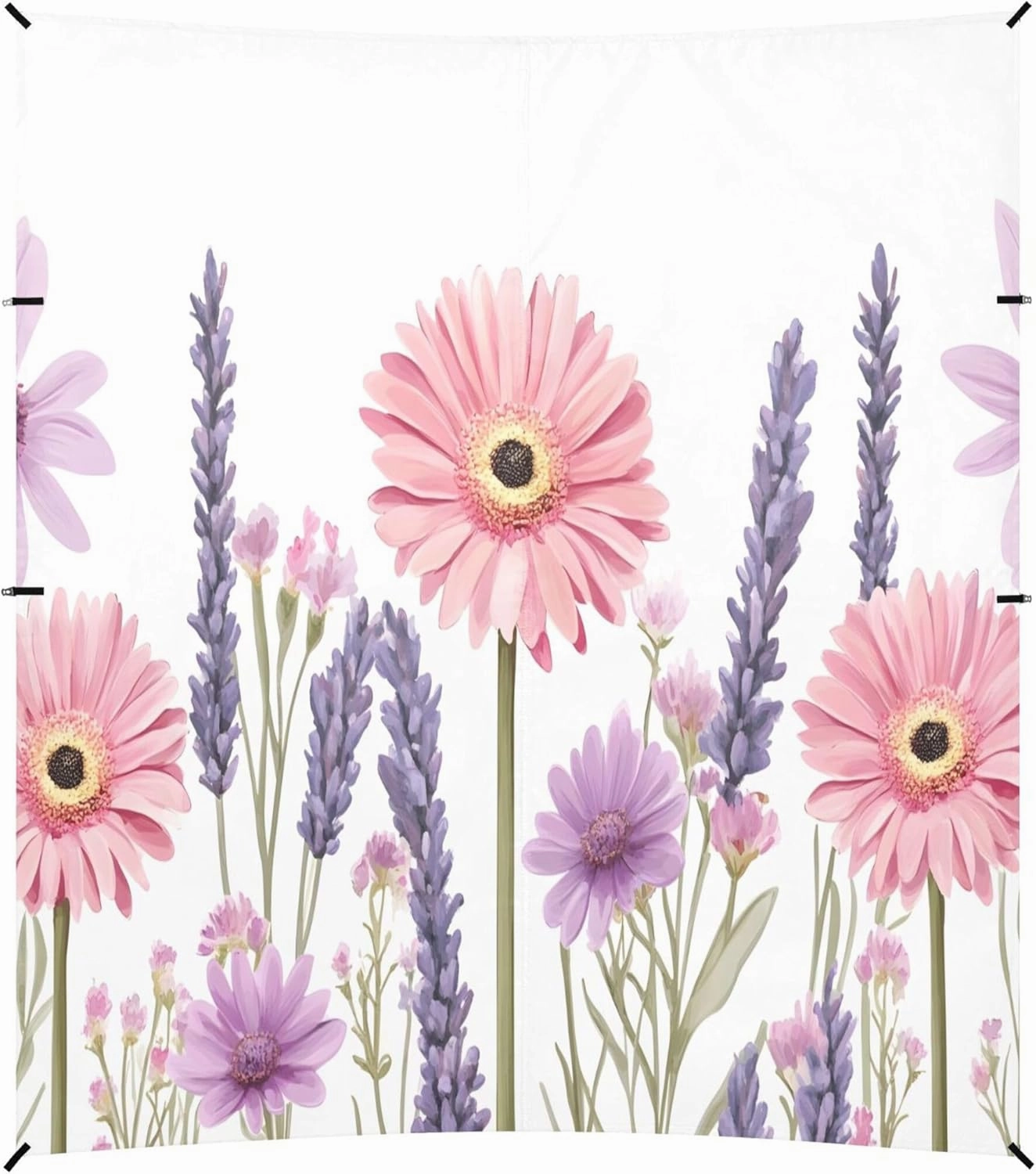 Beach Tent Daisies Lavender Beach Canopy Outdoor Sun Shelter with Sandbags Sand Shovel Ground Pegs Stability Poles, Portable Sun Protection for Camping Picnic Fishing Backyard Family
