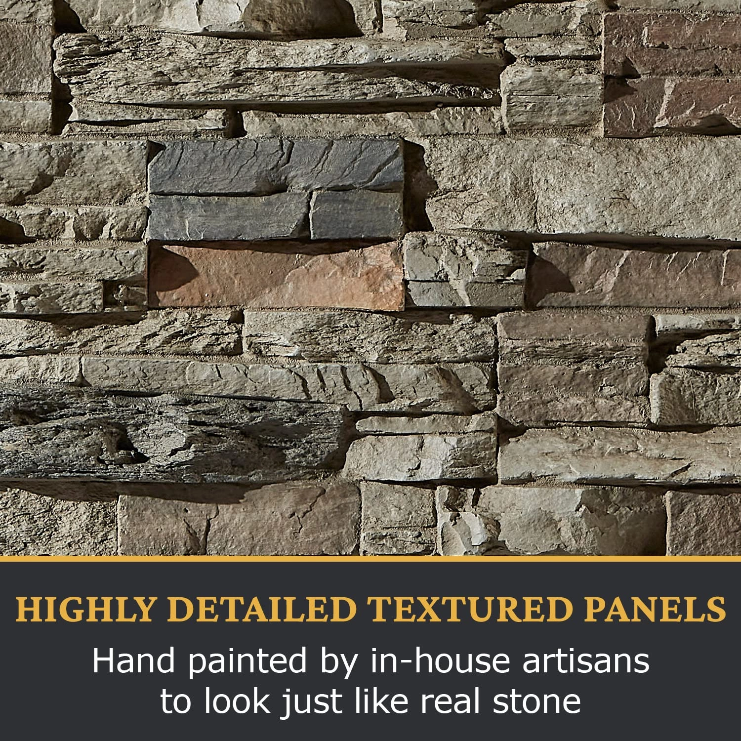 Beams Sedona Faux Stone Panels - Cambridge Gray - 1-Pack - Each Panel is 24 inch High x 48 inch Wide x 1 5/8 inch Thick - Ultra Realistic Looking Wall Panels