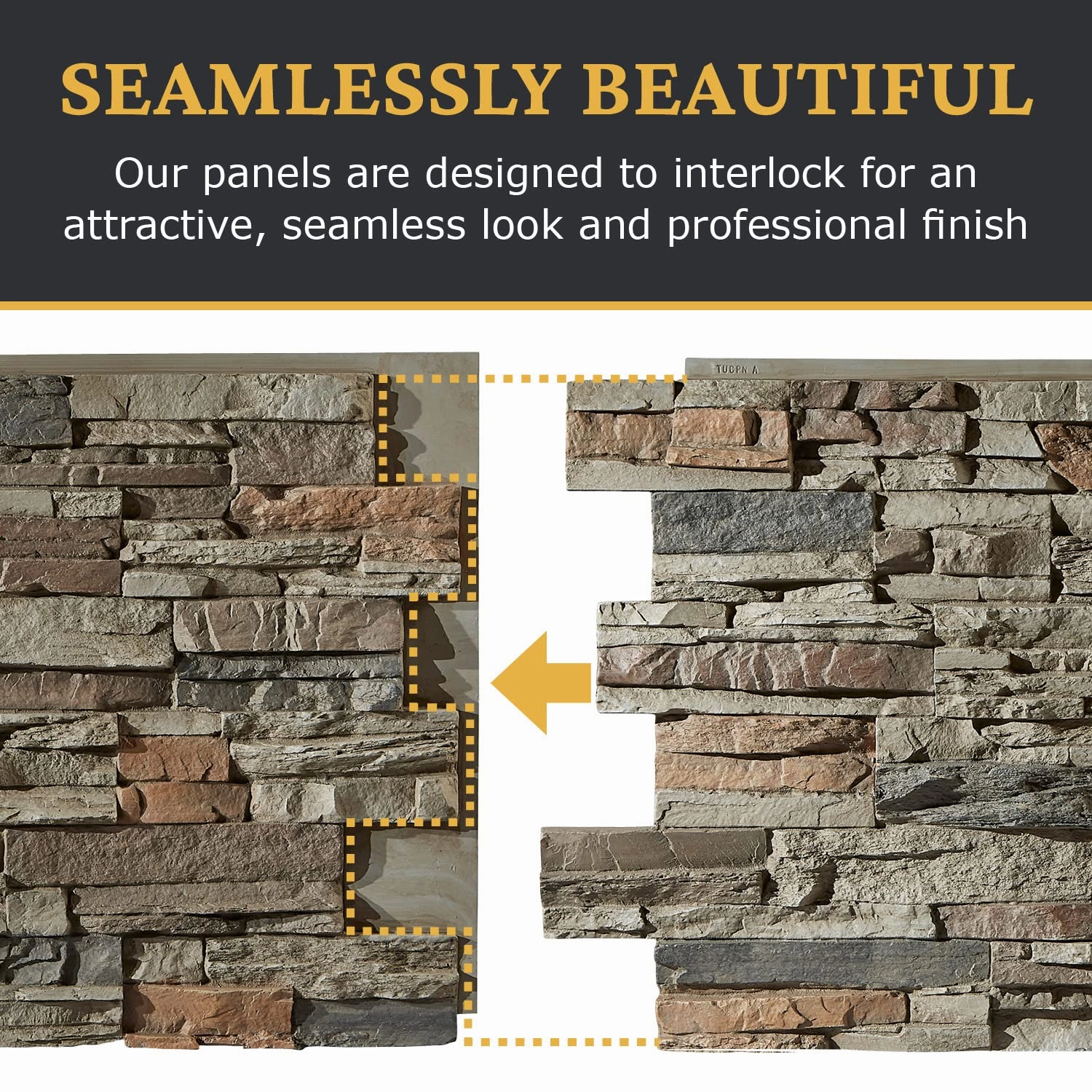 Beams Sedona Faux Stone Panels - Cambridge Gray - 1-Pack - Each Panel is 24 inch High x 48 inch Wide x 1 5/8 inch Thick - Ultra Realistic Looking Wall Panels