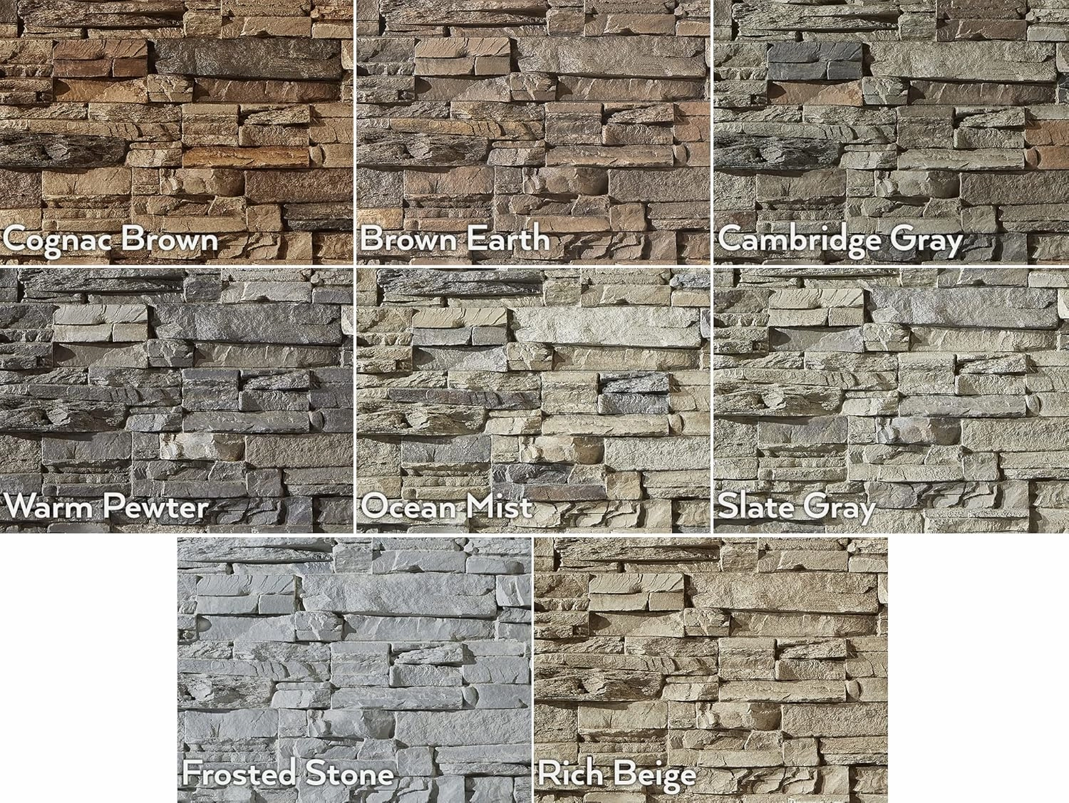 Beams Sedona Faux Stone Panels - Cambridge Gray - 1-Pack - Each Panel is 24 inch High x 48 inch Wide x 1 5/8 inch Thick - Ultra Realistic Looking Wall Panels