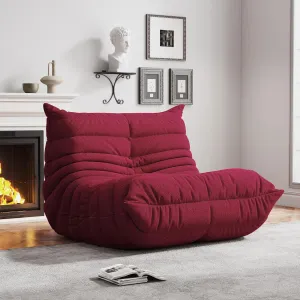Bean Bag Chairs for Adults, Memory Foam Couch Single Sofa Chair, Soft Teddy Material Cozy Comfy Reading Nook Chairs, Floor Chair for Living Room Bedroom Office (Burgundy)