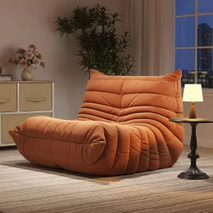 Bean Bag Chairs for Adults, Memory Foam Couch Single Sofa Chair, Soft Teddy Material Cozy Comfy Reading Nook Chairs, Floor Chair for Living Room Bedroom Office (Orange)