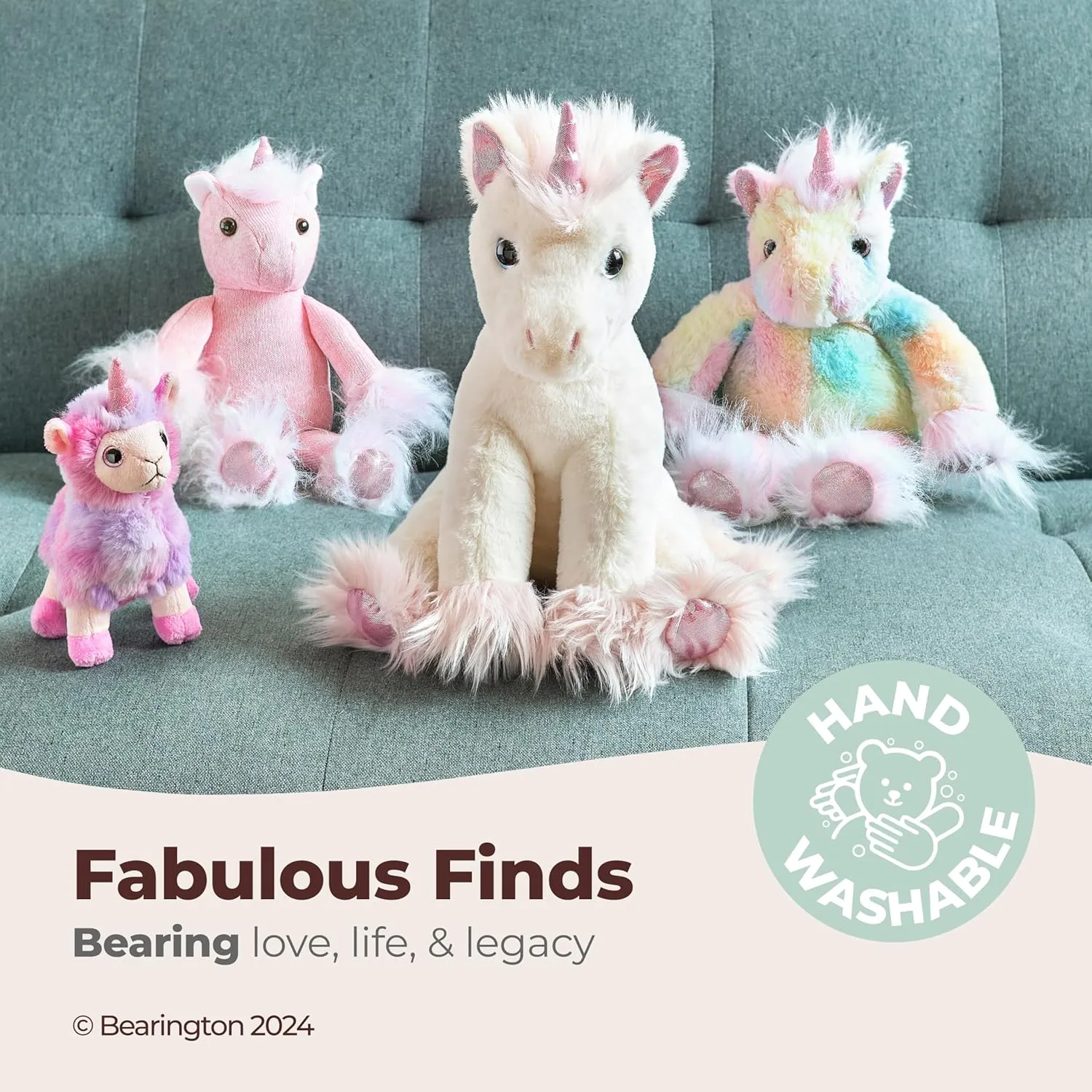 Bearington Glimmers The Plush Unicorn, 10.5 Inch Pink Stuffed Animal