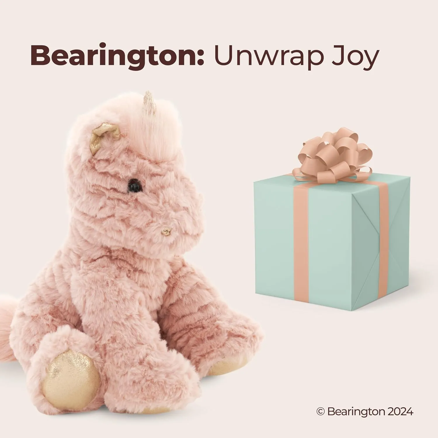 Bearington Glimmers The Plush Unicorn, 10.5 Inch Pink Stuffed Animal