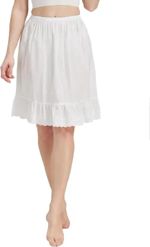 BEAUTELICATE Half Slip 100% Cotton Vintage Underskirt with Lace Embroidery