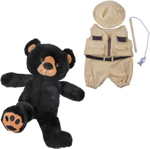 Benjamin The Black Bear with Fisherman 16 Inch Outfit Plush Toy - Adorable Adventure Companion, Ideal Gift for Nature Lovers and Little Anglers!